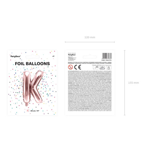 Fóliový balón písmeno K rose gold na party