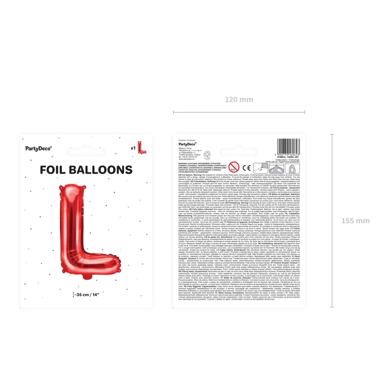 Piros fólia lufi L betű az ünnepléshez