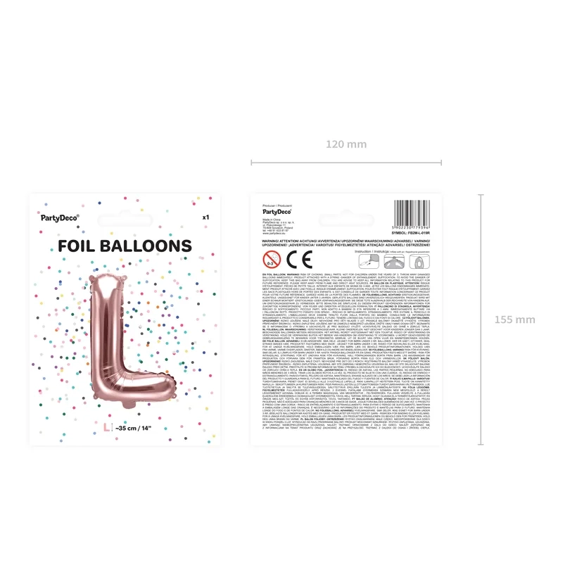 Rose gold L betű fólia lufi bulira
