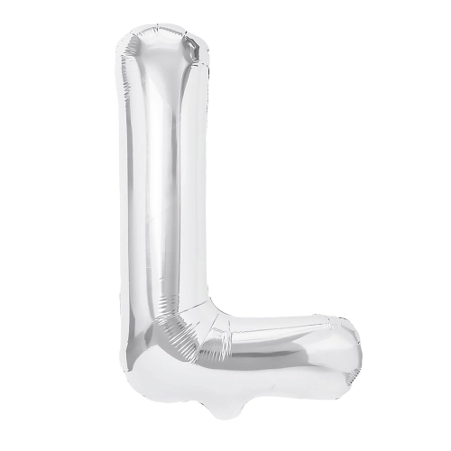 Fólia lufi L betű, ezüst, 40 cm