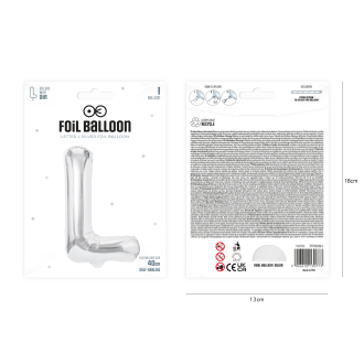 Folijski balon črka L srebrn 40 cm