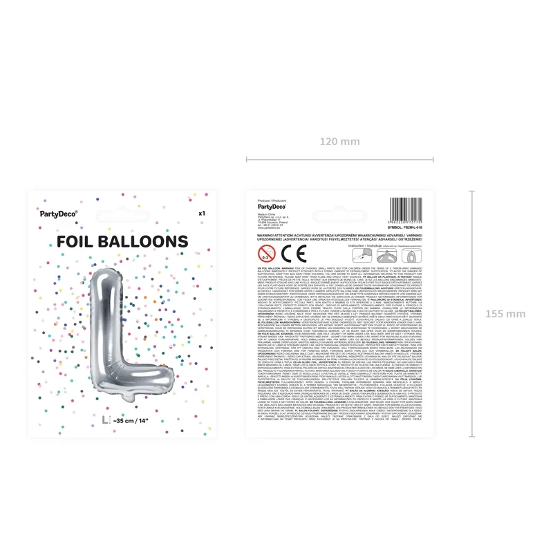 Ezüst fólia lufi L betű