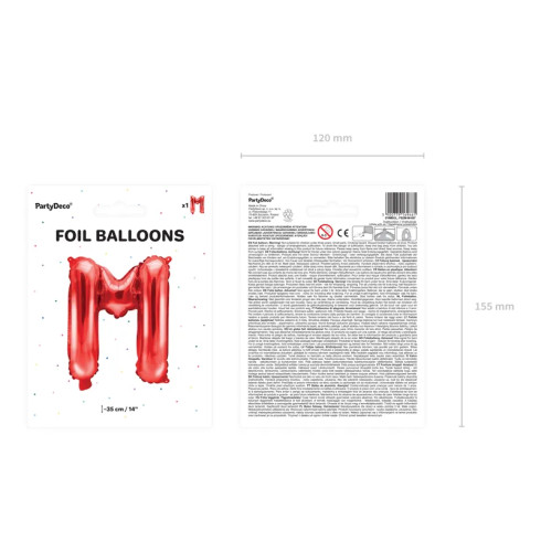 Fóliový balón písmeno M červený na oslavu