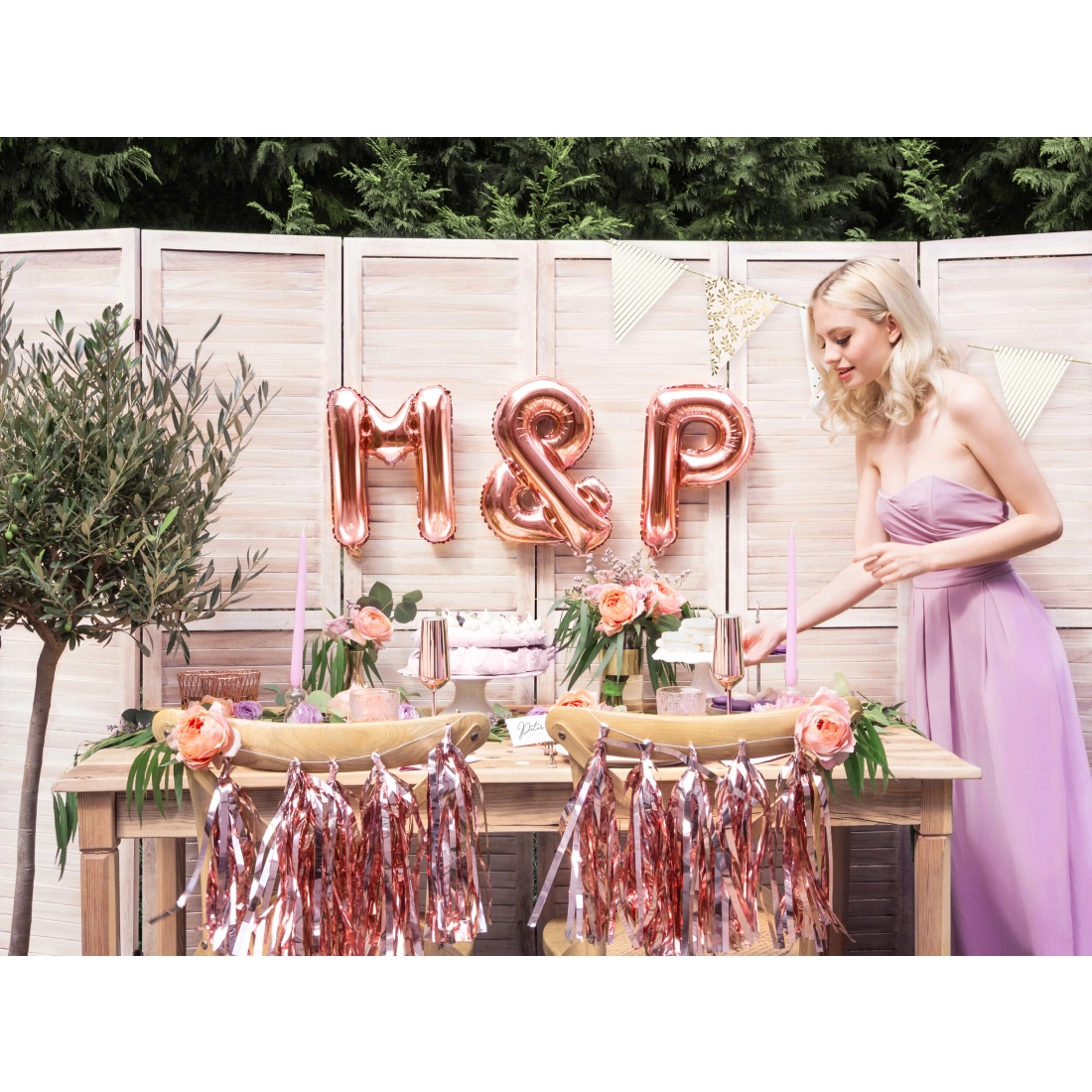 Fólia lufiballon M betű rose gold színben