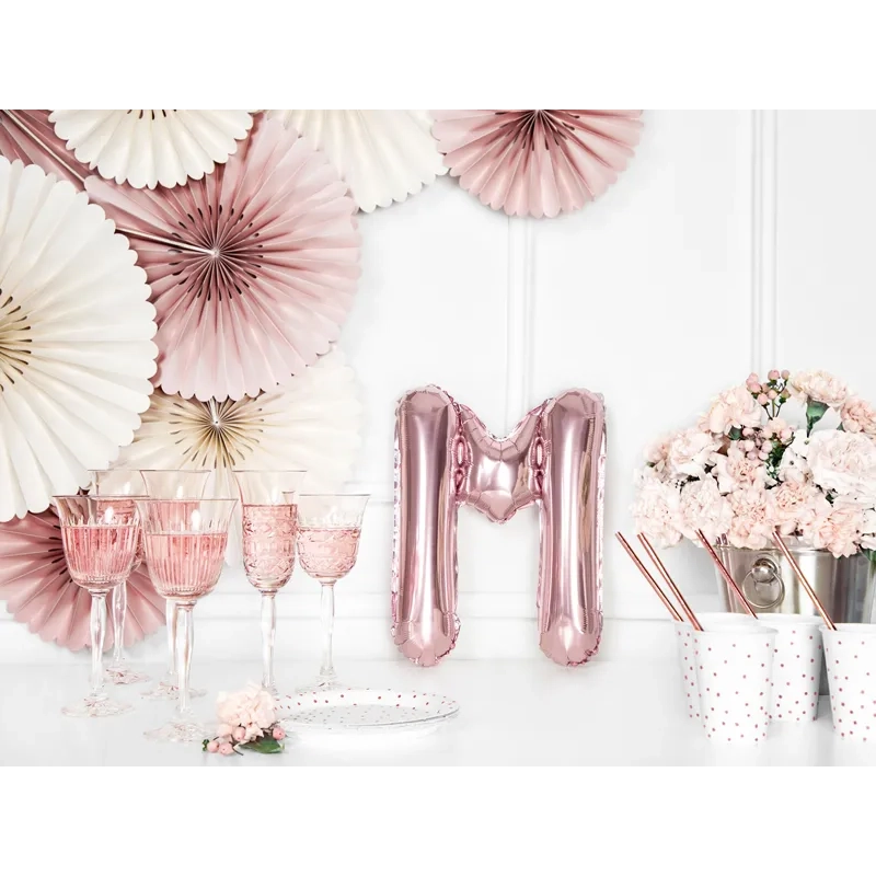 Fólia lufiballon M betű rose gold színben