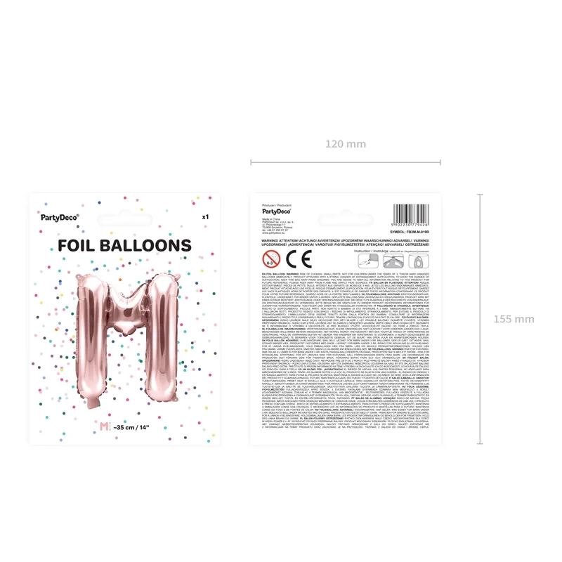 Fólia lufiballon M betű rose gold színben
