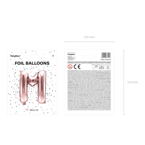 Foliový balón písmeno M rose gold