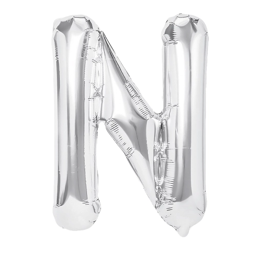 Ezüst fólia lufi N betű, 40 cm