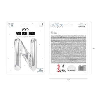 Folijski balon črka N srebrn 40 cm