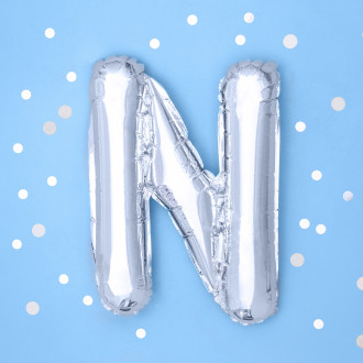 Srebrni folijski balon slovo N za party