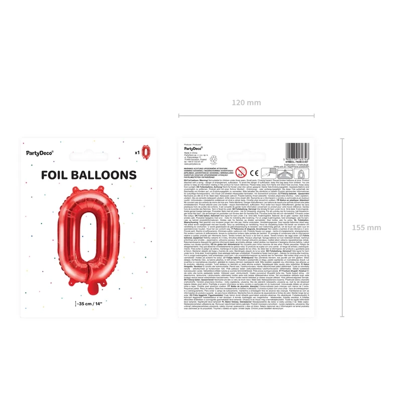 Piros fólia lufiballon O betű bulira