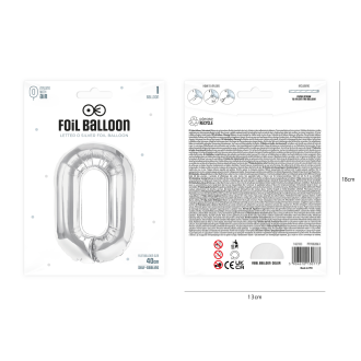 Folijski balon črka O srebrne barve 40 cm