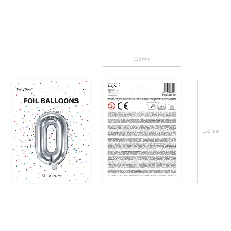 Fólia lufi O betű, ezüst