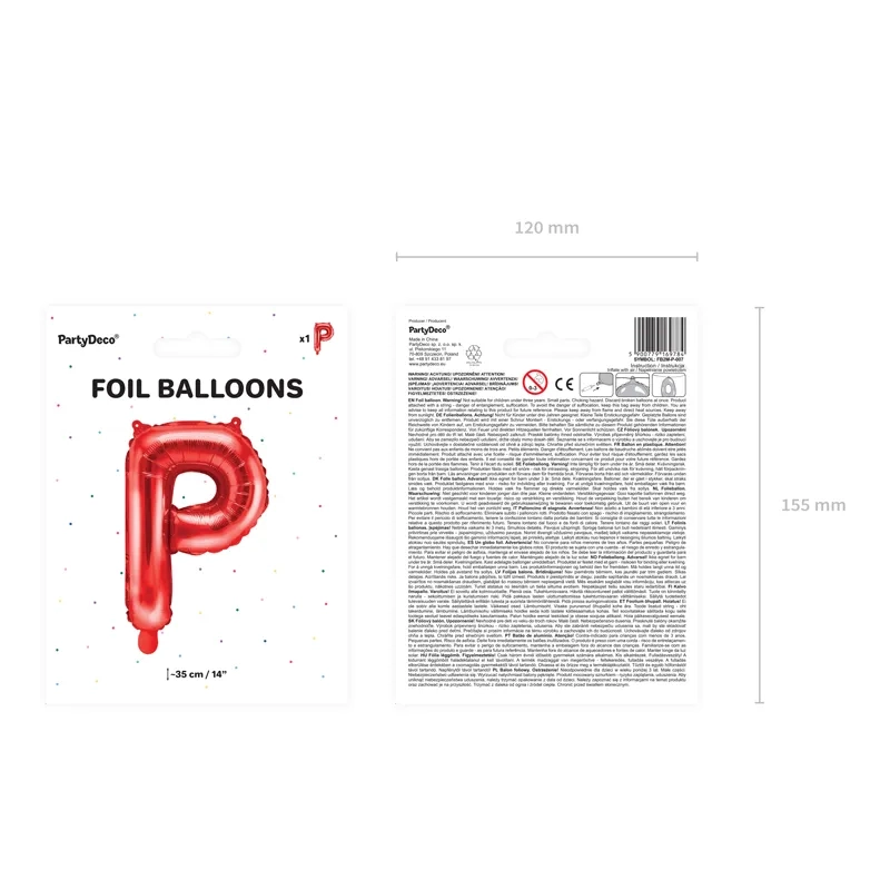 P betű alakú piros fólia lufi