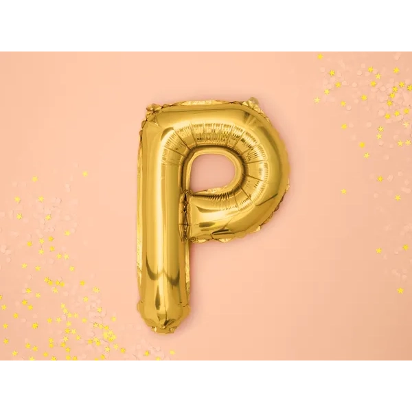 Fólia lufi P betű, arany, 35 cm