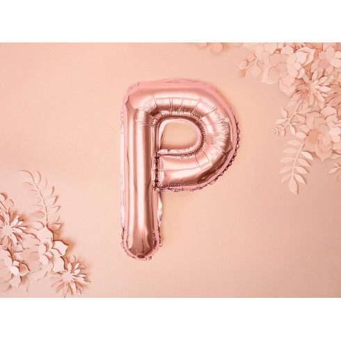 Fóliový balón písmeno P rose gold na party
