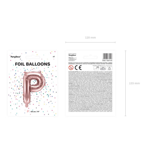 Fóliový balón písmeno P rose gold na party