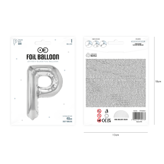 Balon iz folije črka P srebrn 40 cm