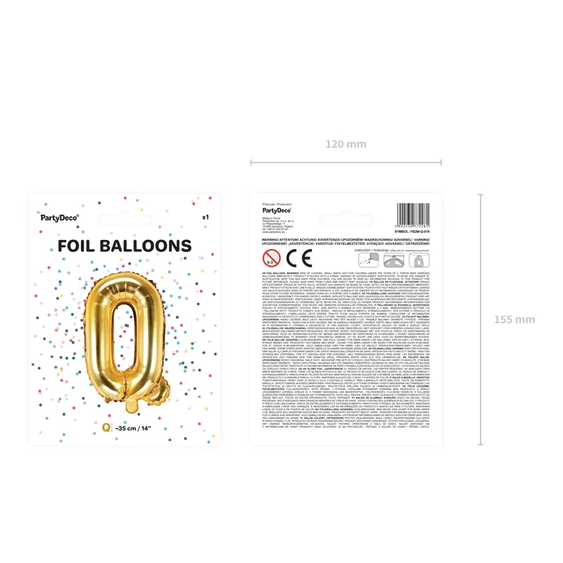 Fólia lufi Q betű arany színben ünneplésre