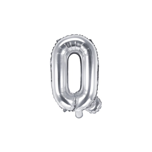 Ezüst fólia lufi Q betű partyra