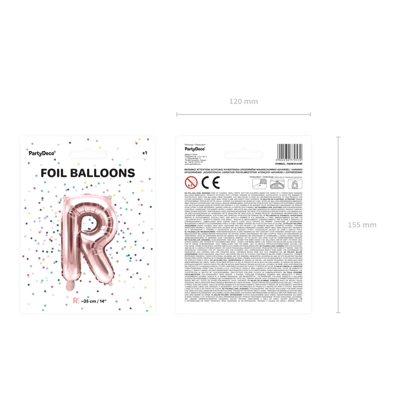 R betűs fólia lufi rose gold színben bulira