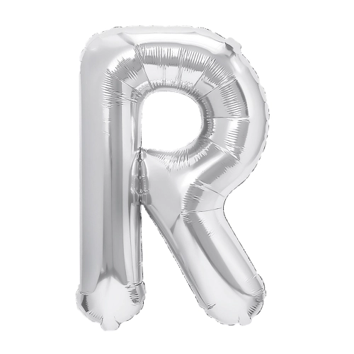Ezüst fólia lufi R betű, 40 cm