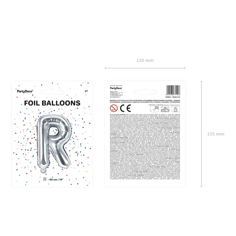 Ezüst fólia lufi R betűvel ünneplésre