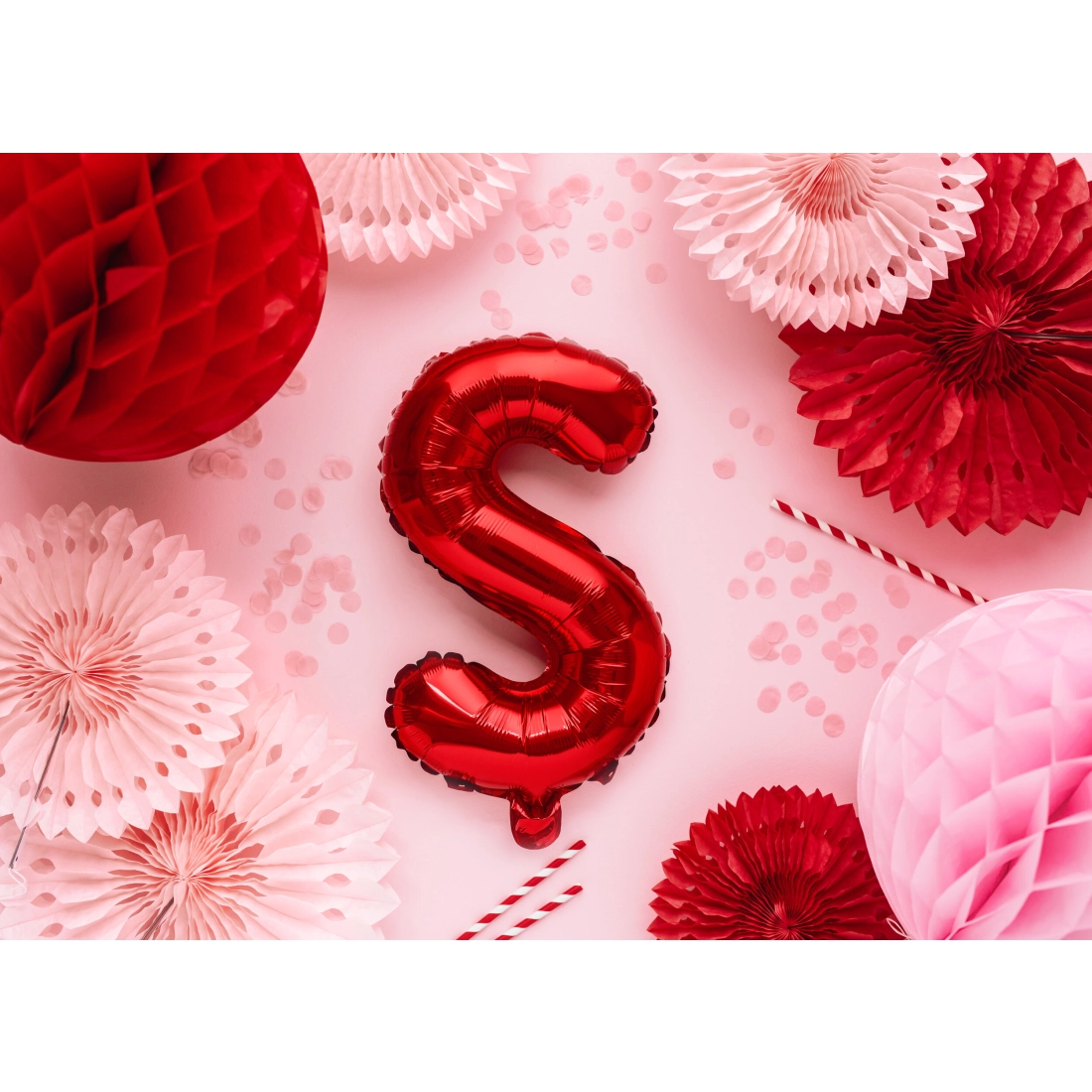 Piros fólia lufiballon S betű ünneplésre