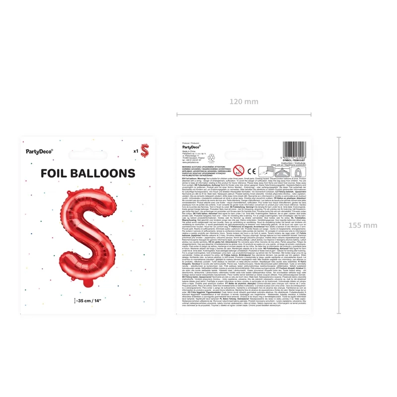Piros fólia lufiballon S betű ünneplésre