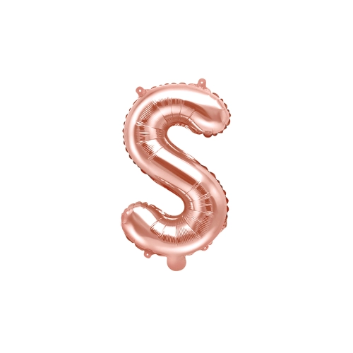 Rózsaarany fólia lufi S betű ünneplésre