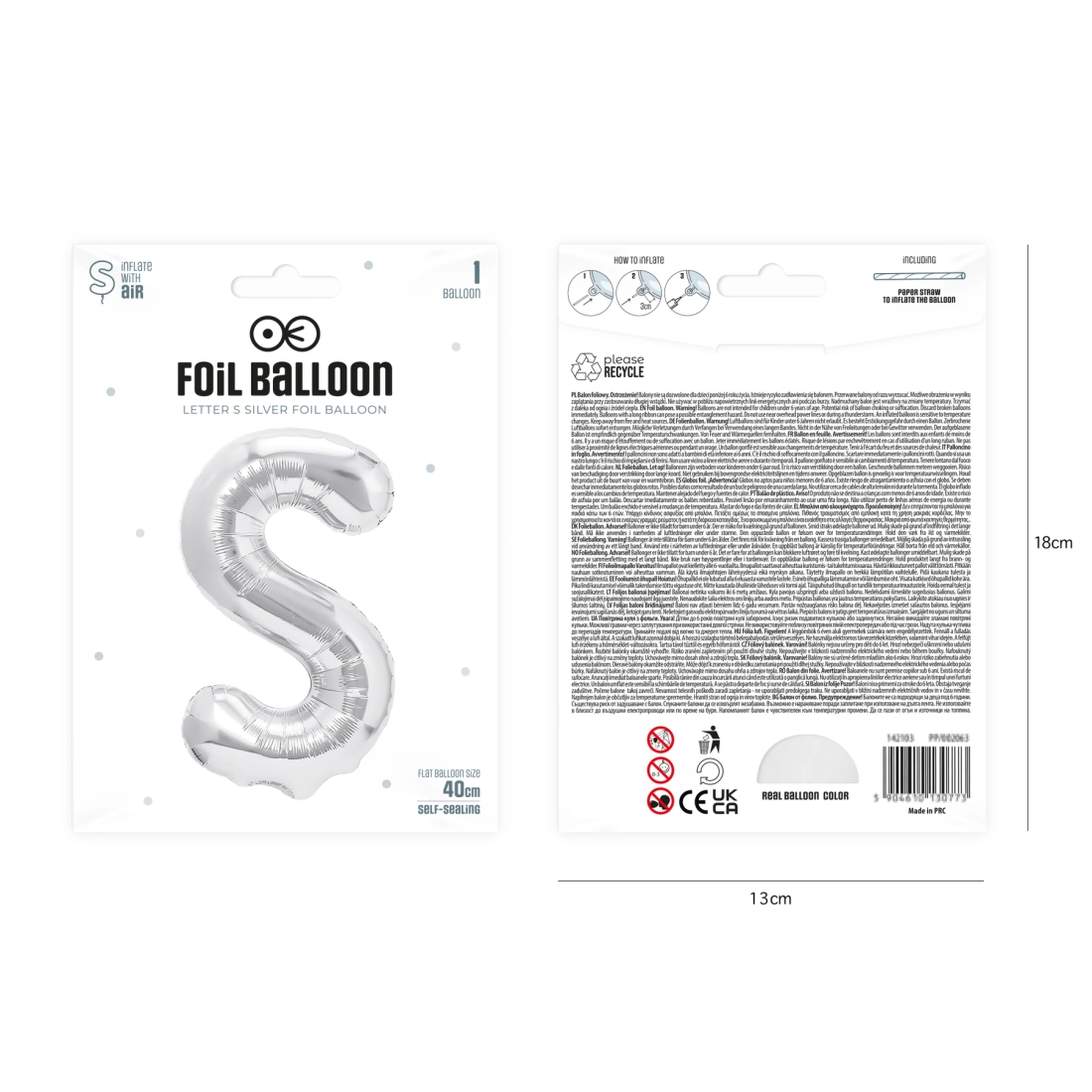 Ezüst fólia lufibeté S, 40 cm