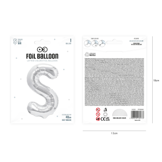 Folijski balon črka S srebrn 40 cm