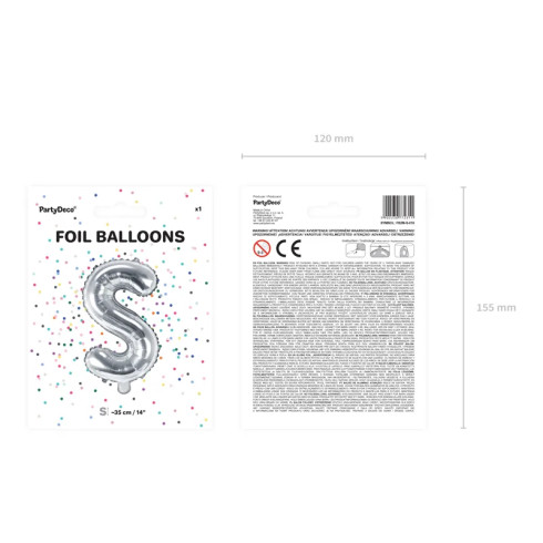 Fóliový balón písmeno S stříbrný na párty
