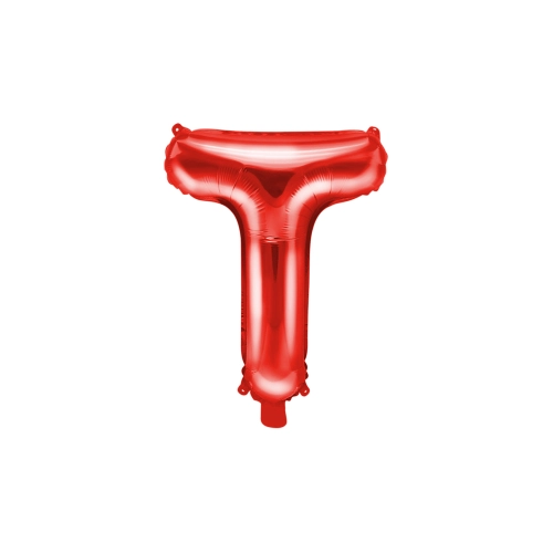Fólia lufi T betű, piros, 35 cm