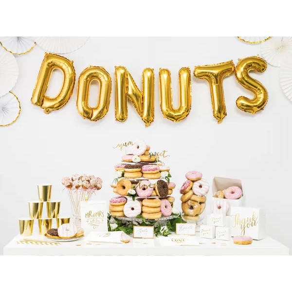 T betű formájú arany fólia lufi ünneplésre