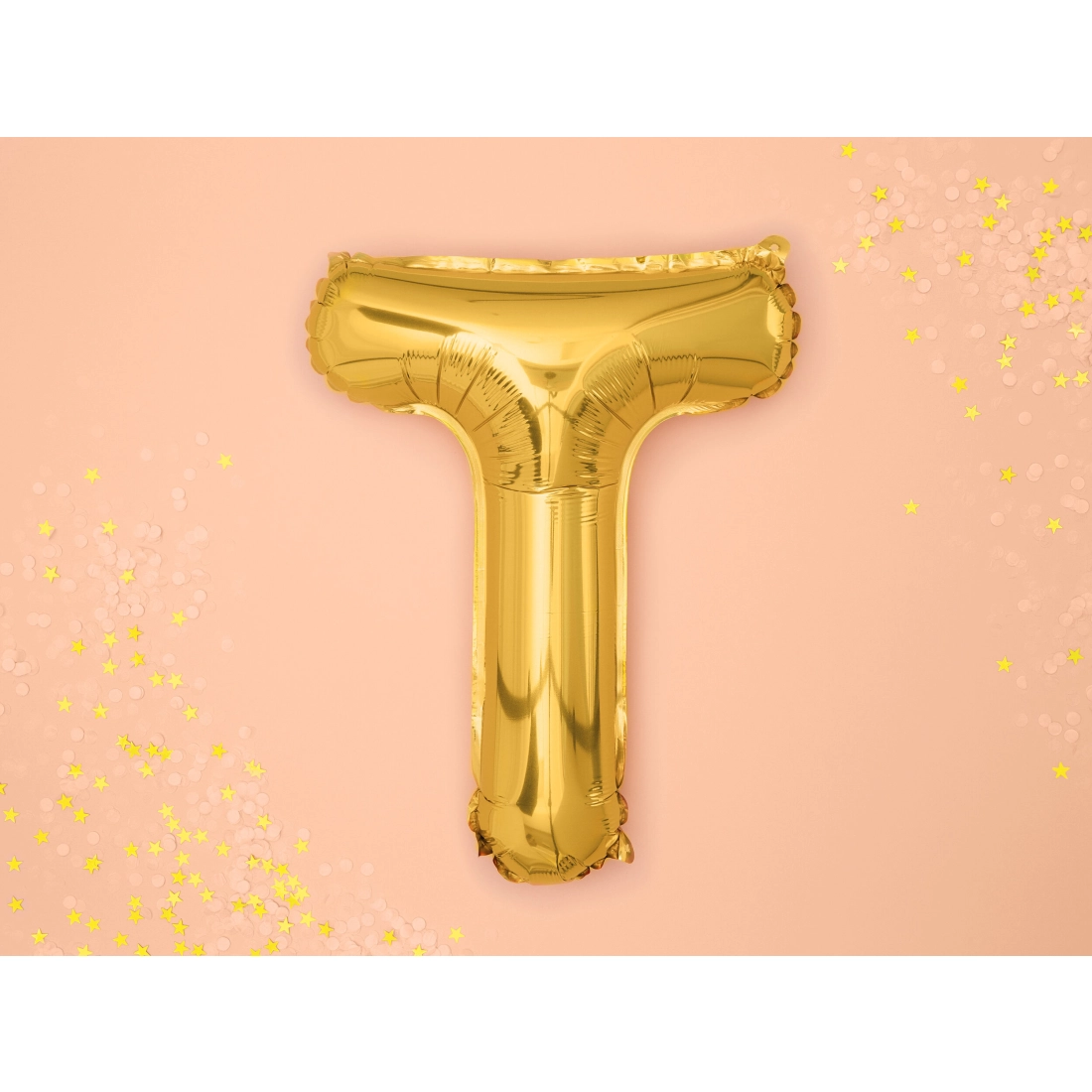 T betű formájú arany fólia lufi ünneplésre