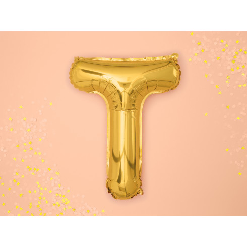 T betű formájú arany fólia lufi ünneplésre