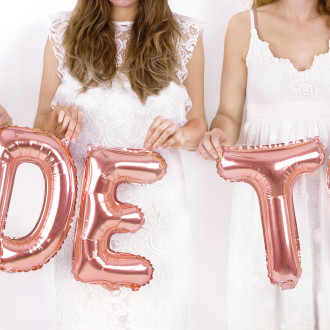 Fóliový balónek písmeno T rose gold na oslavu