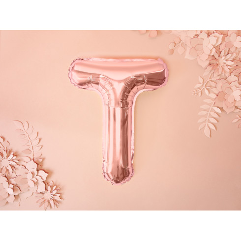 Fóliový balónek písmeno T rose gold na oslavu