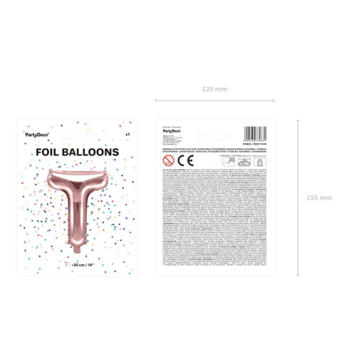 Fóliový balónek písmeno T rose gold na oslavu