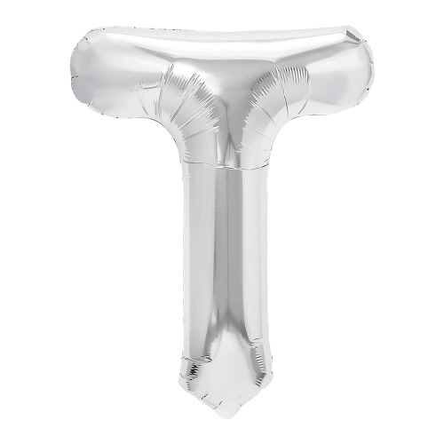 Fólia lufi „T” betű, ezüst, 40 cm
