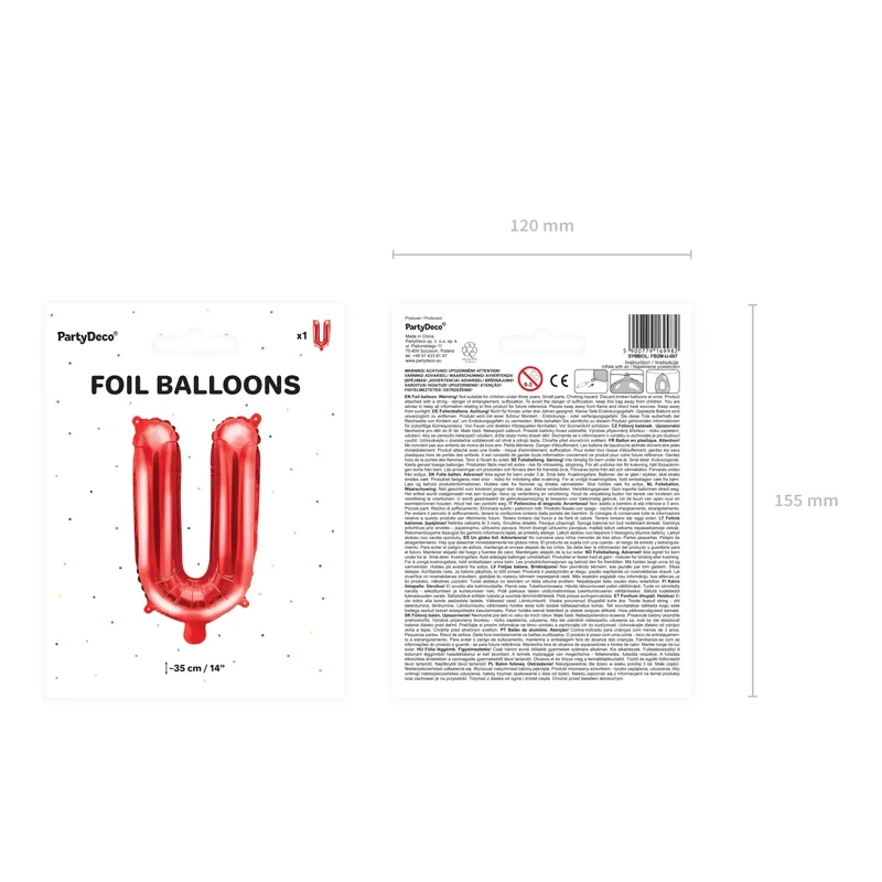 Fólia lufi U betű, piros