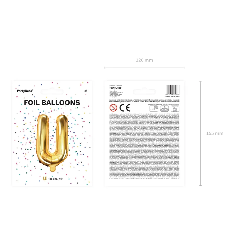 Arany fólia lufi U betű ünneplésre