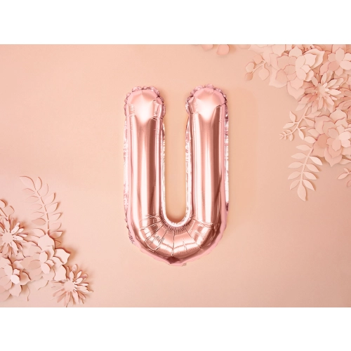 Fólia lufi U betű rose gold 35 cm