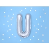 Ezüst fólia lufi U betű, 35 cm