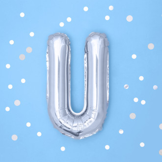 Fóliový balón písmeno U strieborný 35 cm