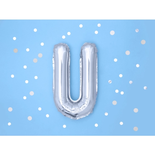 Balon din folie în formă de literă U, argintiu, 35 cm
