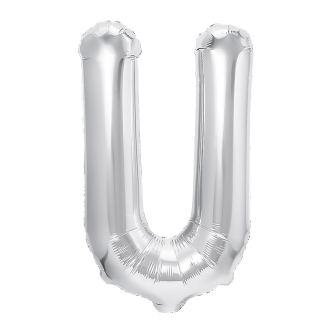 Folijski balon črka U srebrne barve 40 cm