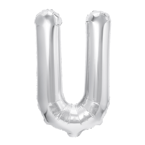 Ezüst fólia lufi U betű 40 cm Ezüst fólia lufi U betű 40 cm