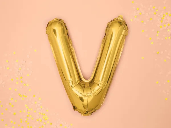 Fóliový balón písmeno V zlatý 35 cm